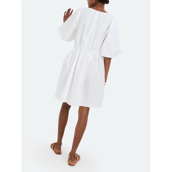 Madewell Poplin Crew Neck Bubble Sleeve Mini Dress, White, Sz 4, NWT - Picture 4 of 6